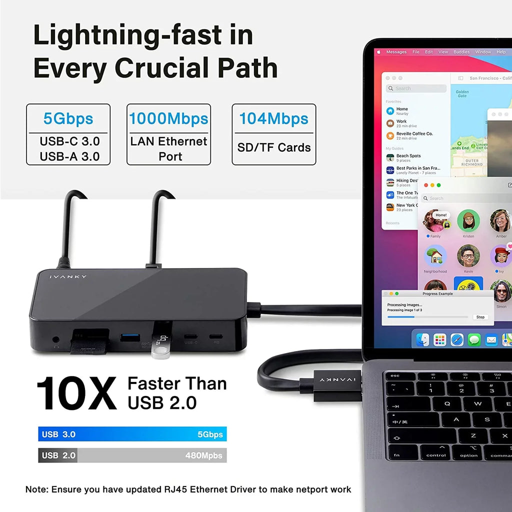 Dual USB Station 2 Pro MacBook iVANKY VCD03-US Docking 4K@60Hz Adapter, in Power C 12 180W Station