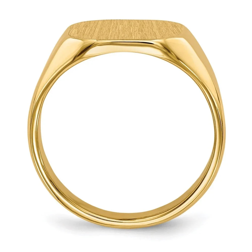 8 12.5x11.0 Mens mm Ring Gold Signet for Closed Yellow Back Size Auriga 14K