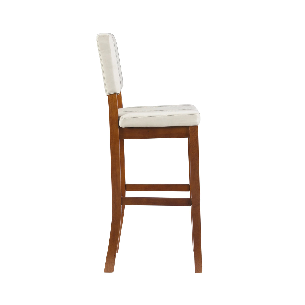 Walnut Finish Stool, Linon Padded Bar 30" Dark Mulberry with Medium PVC Height, Fabric Cream Seat
