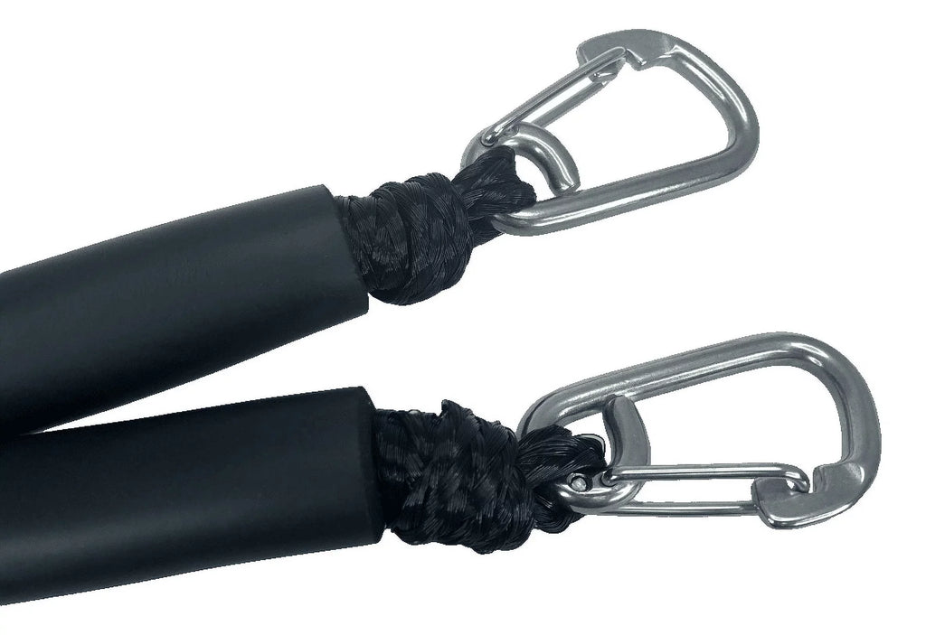 Fresh & and Salt Line Pack Water Boat SS316 Bungee (Black Ski Snap White) Hook with Jet Kayak Pontoon Rope 4'-5.5' 2 Pactrade Use Dock Mooring Marine PWC