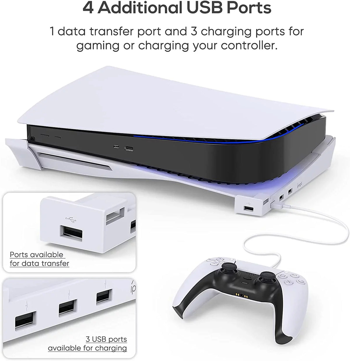 Base & &1 3 5 USB Digital and Holder with Console 4-Port Horizontal Disc Playstation Extension Port,Compatible 2.0 Skate with for Port USB Hub 5 Charging Edition Data Playstation Stand