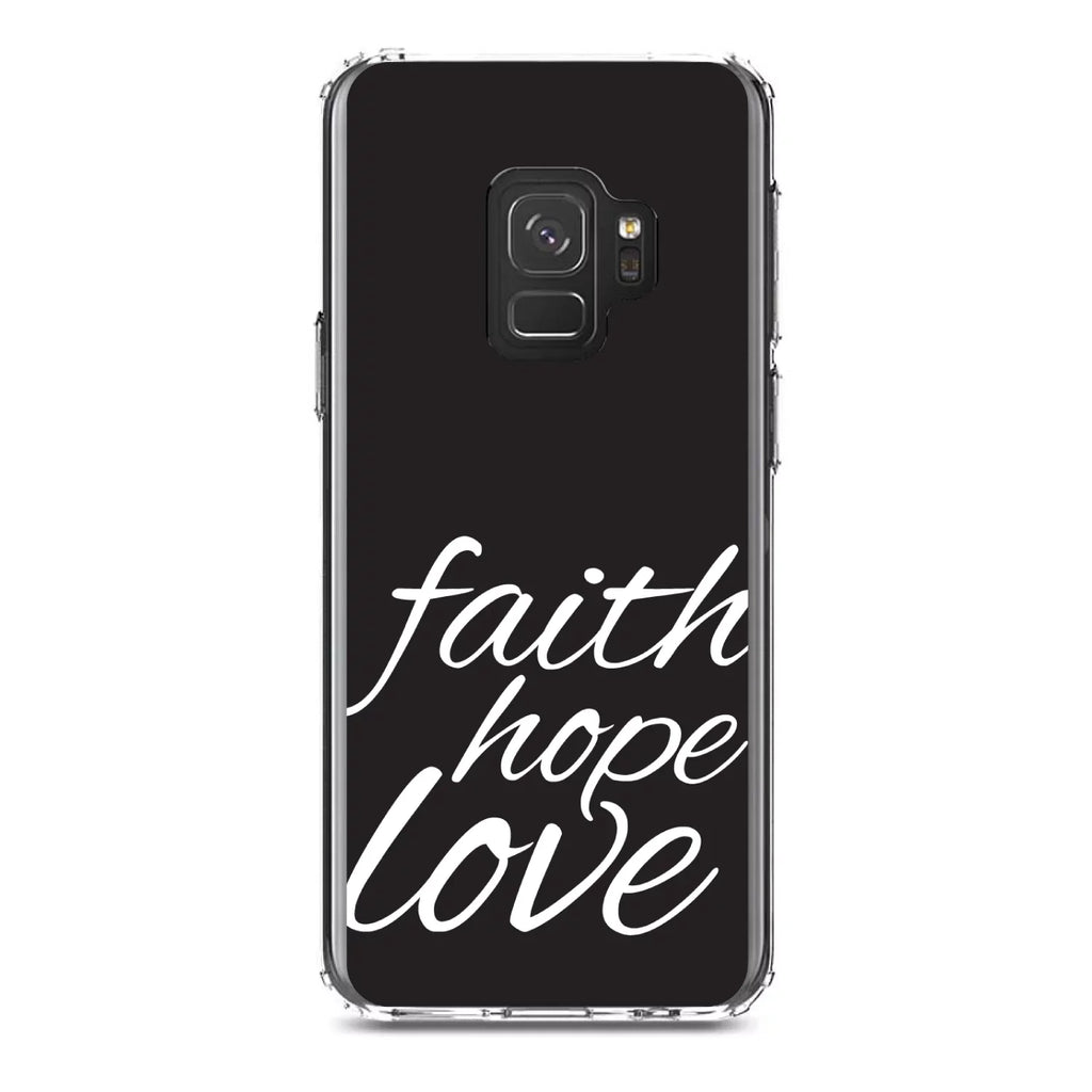 DistinctInk - - / Christ Back, Case / Acrylic Galaxy Screen TPU Screen) for Love Bumper, Tempered - Clear S9 Black (5.8" Hybrid & White Glass Hope - Faith Protector Shockproof