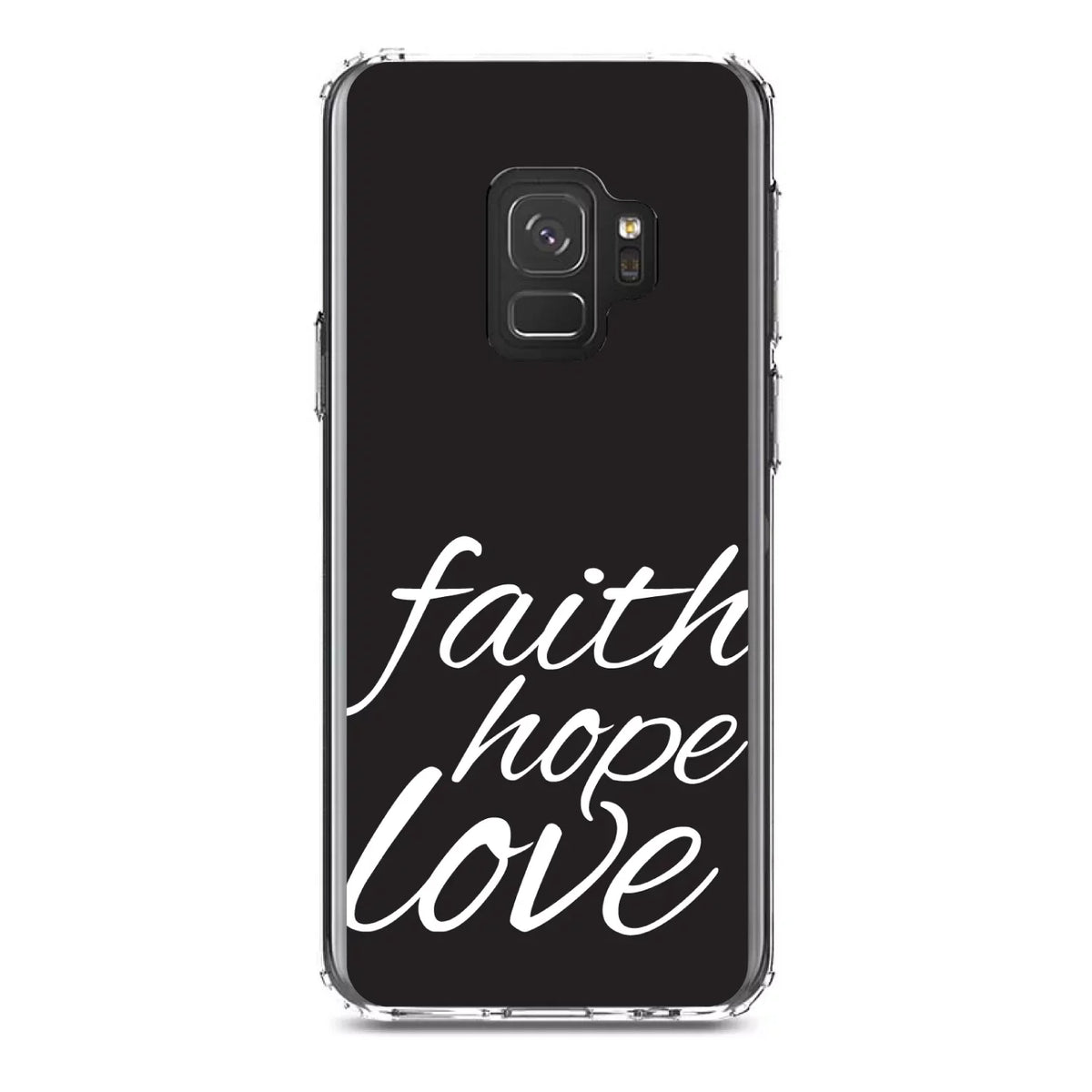 DistinctInk - - / Christ Back, Case / Acrylic Galaxy Screen TPU Screen) for Love Bumper, Tempered - Clear S9 Black (5.8" Hybrid & White Glass Hope - Faith Protector Shockproof