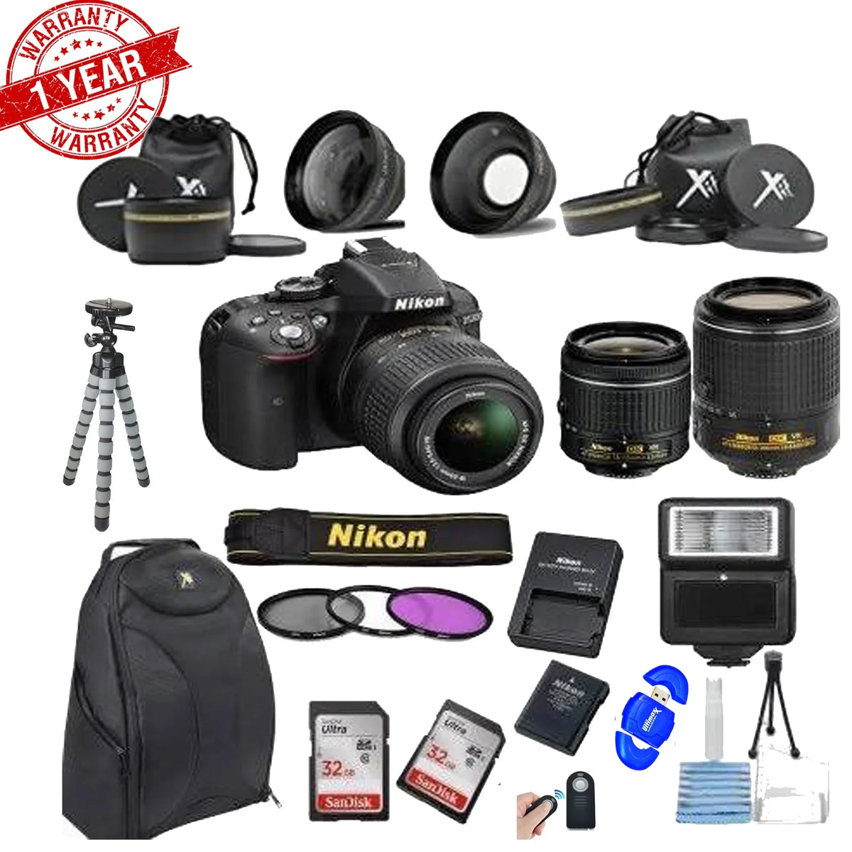 24.2 DSLR ||18-55mm Camera ||Bundle Nikon Zoom VR Lens MP VR Kit||55-200mm Lens D5300