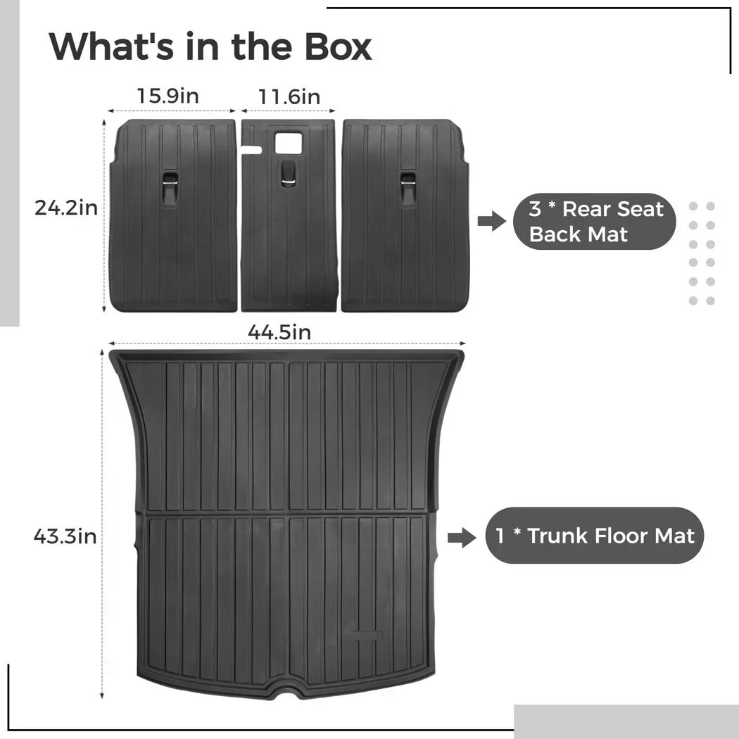 Seat Floor 2021 Tesla with 2020 Mat, Car Y, Floor Compatible Mats Model Car 3 Back Waterproof Weather 2022 and Trunk Non-slip Liner Trunk Rear Trunk Mats, All