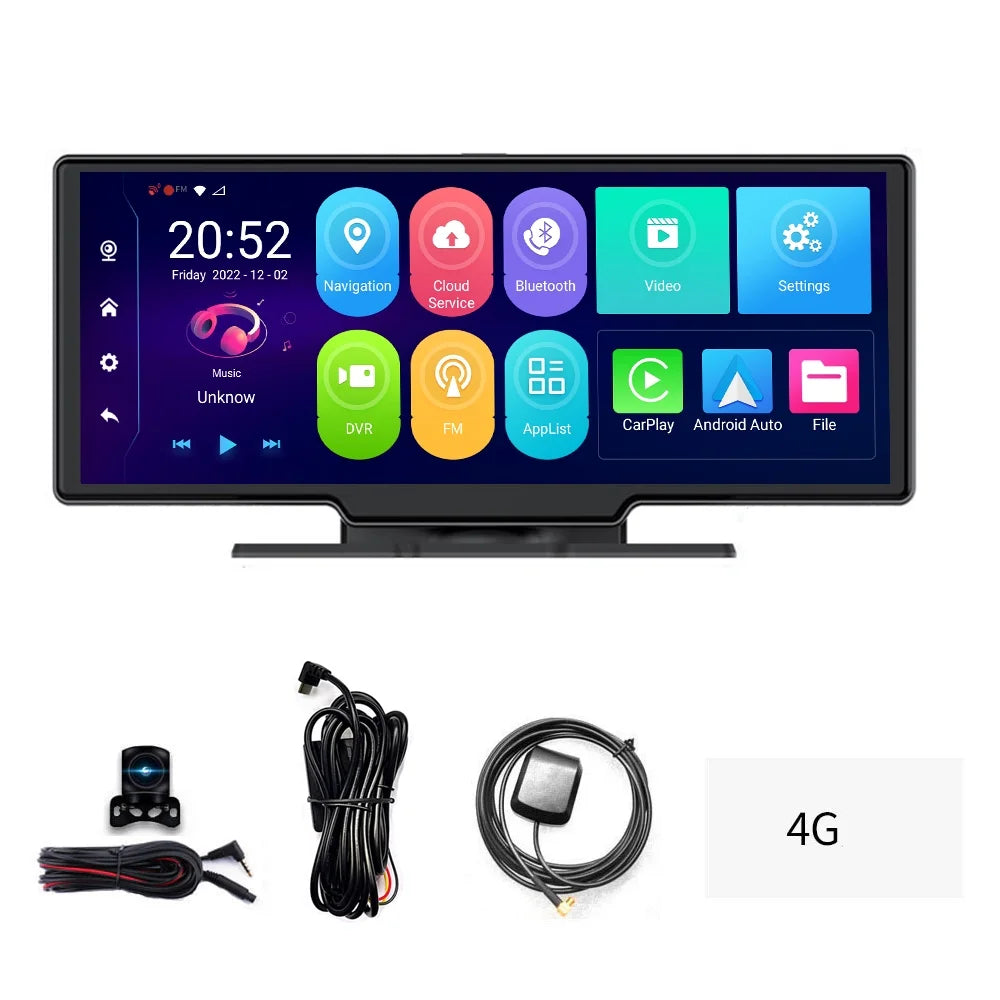 Night Multi-language Car 170 Lens Car Navigation DVR Auto System Positioning Viewing Car Video Dual Cam Global Degree ametoys Wide Dash Recorder Recorder 10.26in Angle