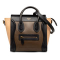Tricolor Luggage Tote Authenticated Calf Pre-Owned Brown Satchel Leather Celine Nano Unisex (Good)