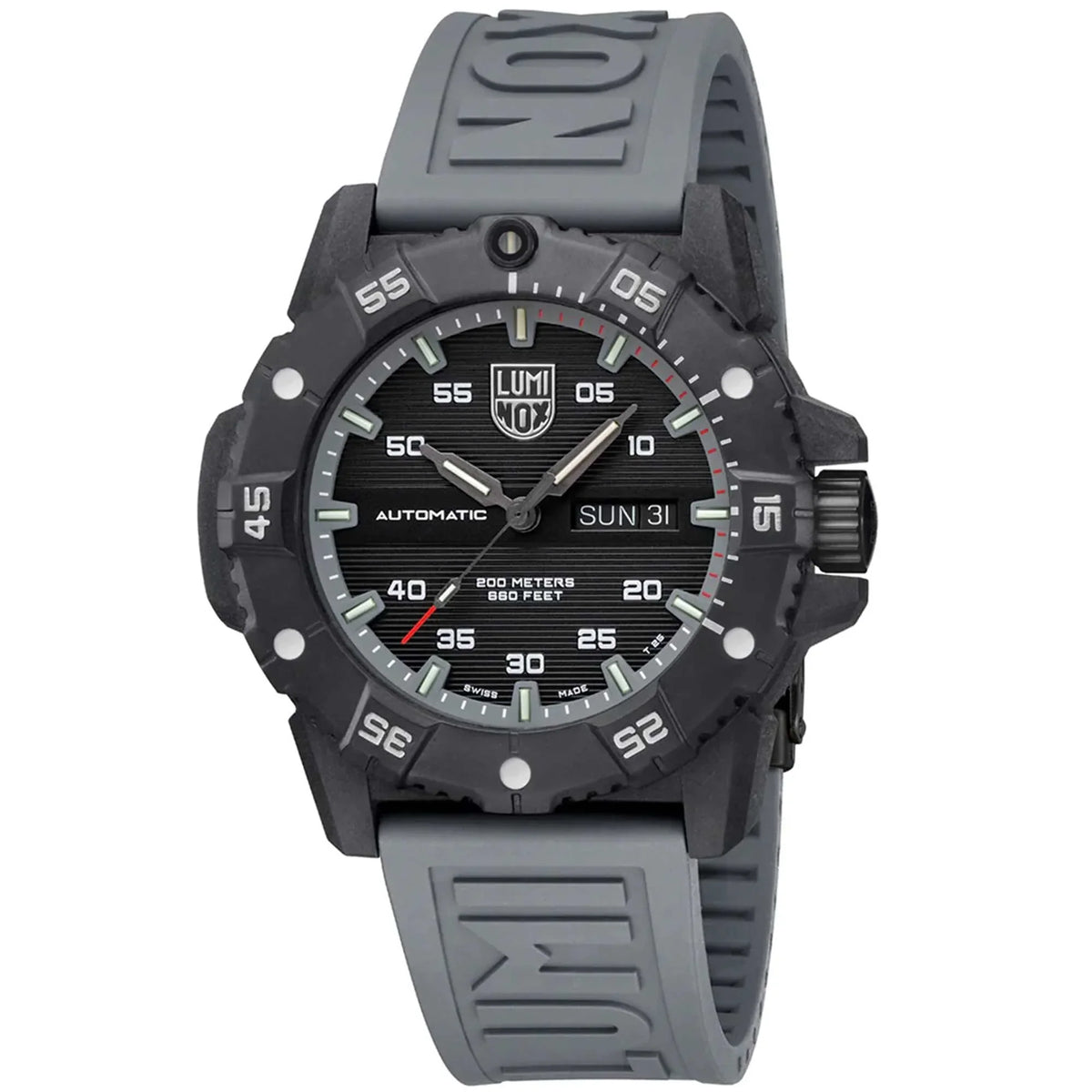 Men's Luminox Rubber Watch Carbon Seal XS.3862 Grey Strap Master