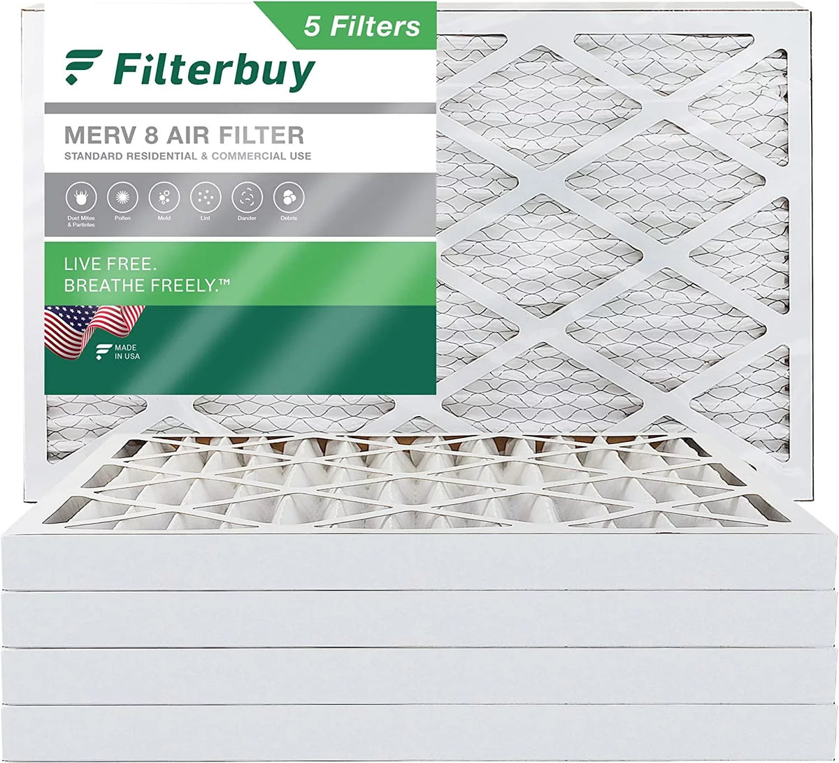 Filters 8x24x2 (5-Pack) Filterbuy AC Air HVAC MERV 8 Pleated Furnace