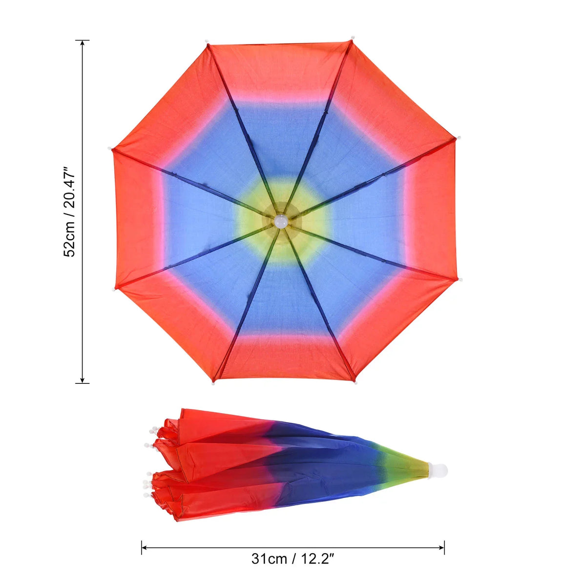 Color Hat Folding Umbrella Umbrella Uxcell 20" Rainbow Pack Fishing Head Rain 4 Sun Cap
