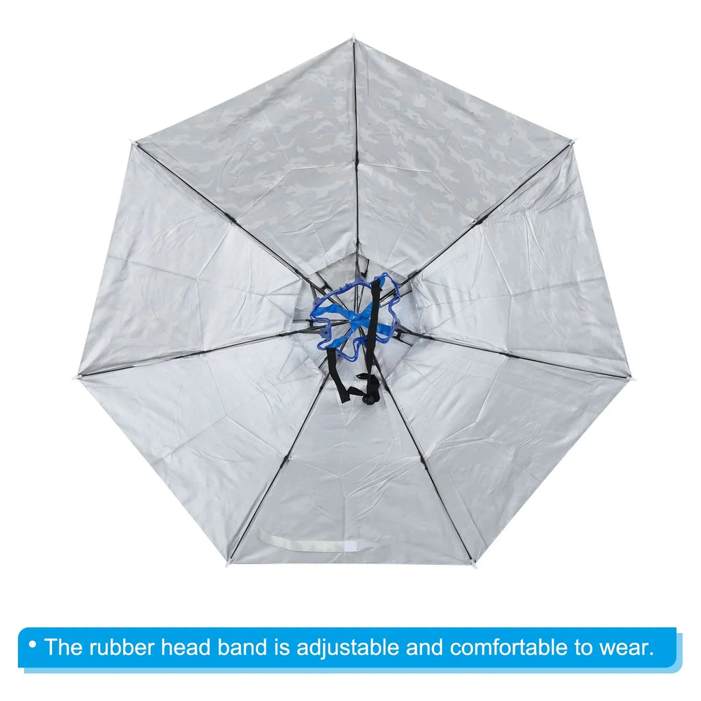 Umbrella with Double Camo Folding Sun 37.4" Cap Fabric Layer Oxford Rain Head Uxcell OD Hat, Strip,