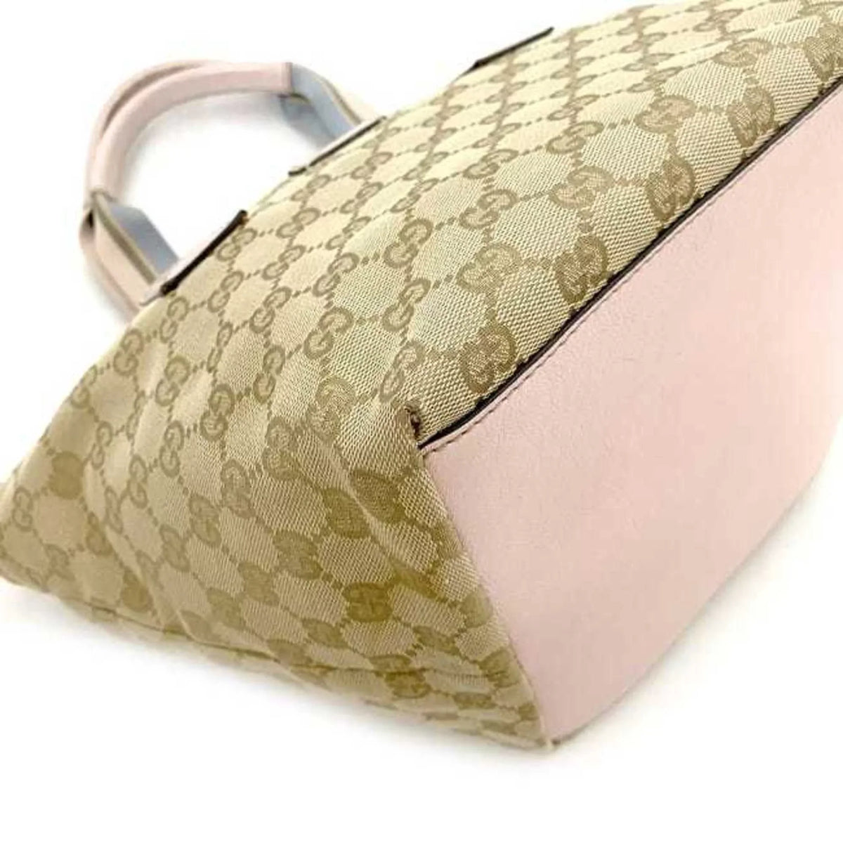 Pastel Leather Women's GG Pre-Owned Canvas Tote Handbag Pink Blue Beige Bag (Good) 131228