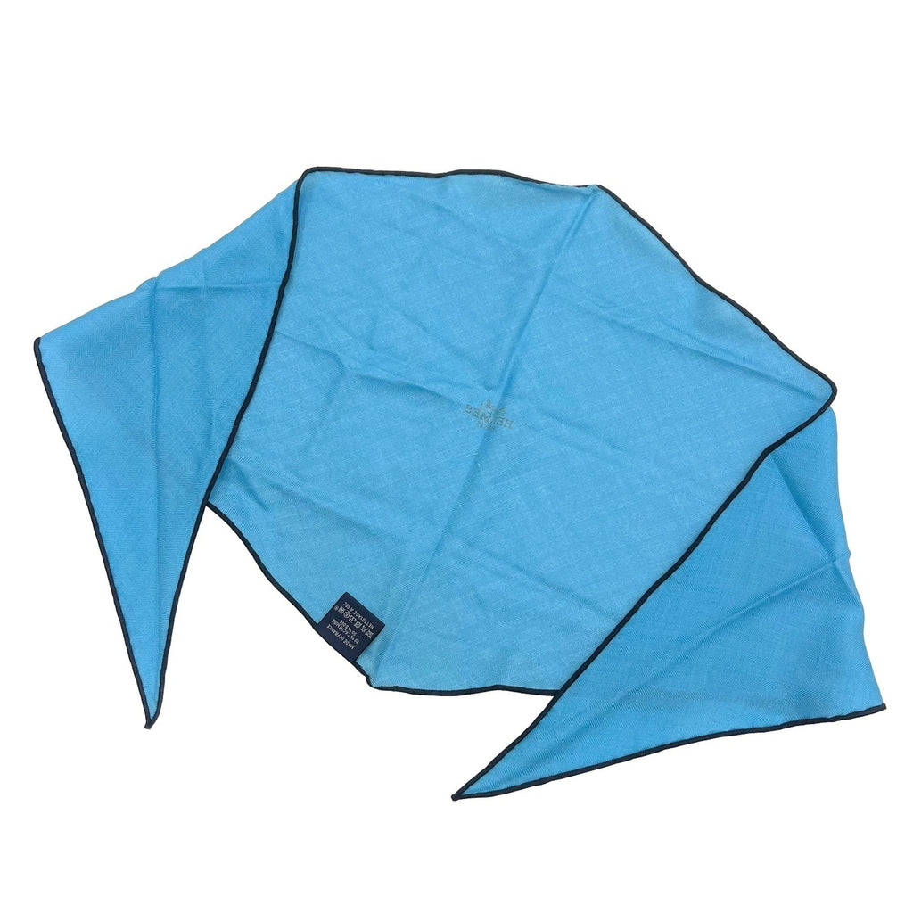 ladies silk cashmere HERMES blue Pre-Owned scarf triangle New) (Like Hermes