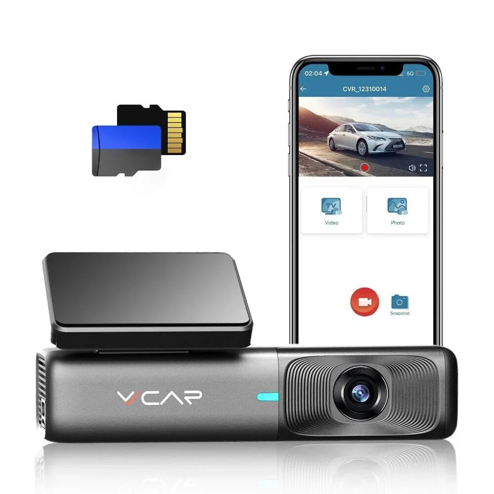 Support WiFi VVCAR Night 32G G-Sensor, Max, Loop Free Dash 128GB Vision, Cars Recording, 2.5K Camera Dash 1440P for Car Cam Card,