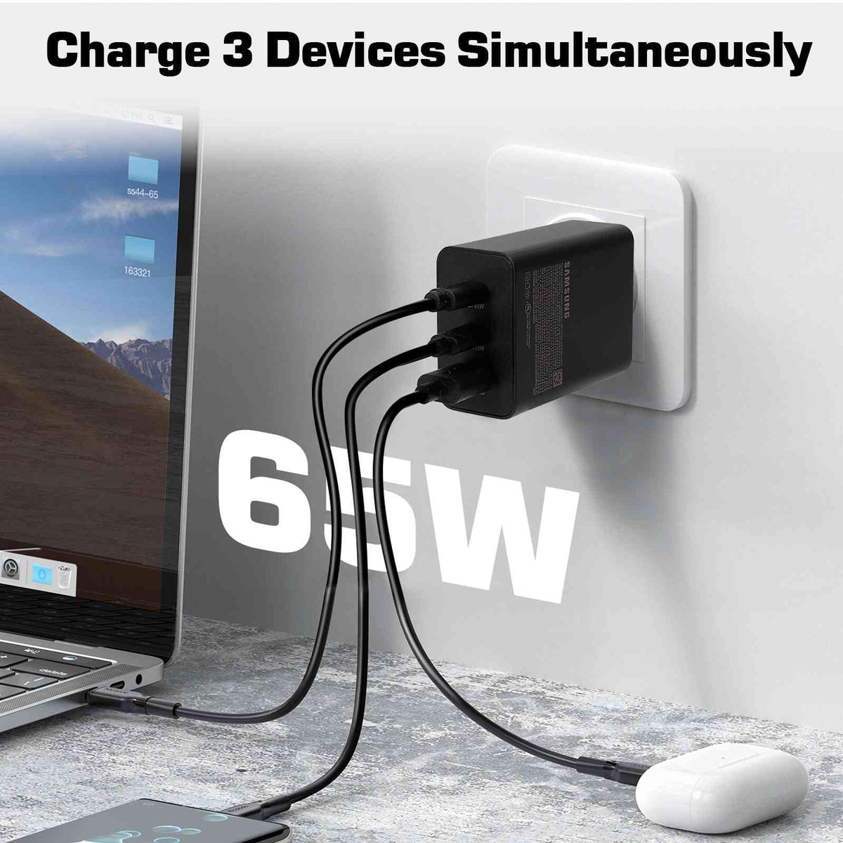 3 MacBook Dual Pixel, Xperia Travel Compact/Z2 High-Speed Tablet - Fast Wi-Fi & Galaxy, Laptops, Phones 65W Charger Charging Ports Tablet for USB with LTE/Z2 Z3v/Z3/Z3 - USB-C iPhone,
