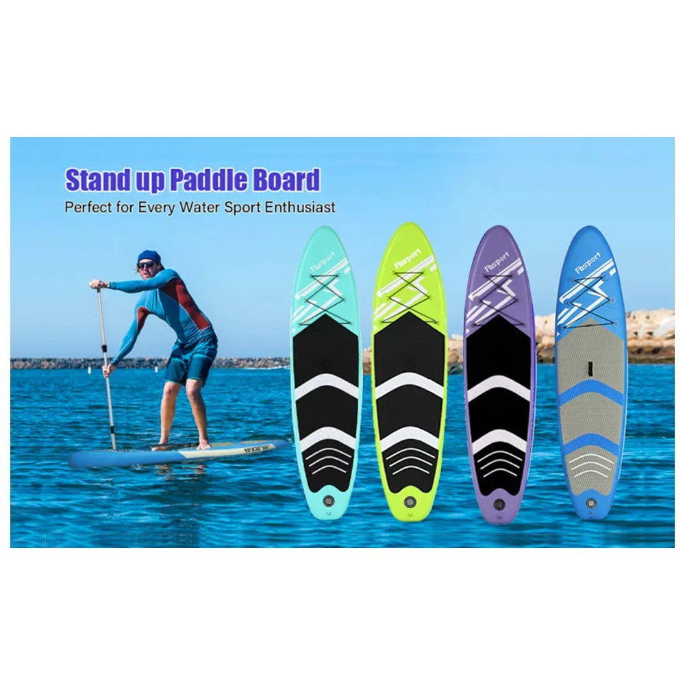 Paddle 10 Surf Stand Brushed Stance, Deck, Standing Bag, Green Ft. Carry and Inflatable FBsport Wide Control, with Thickening Complete Board up Boat, Accessories Non-Slip