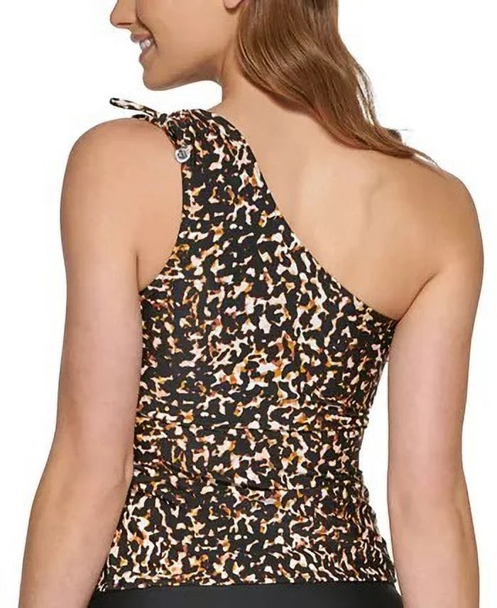 Tankini Swimsuit Size Shoulder Women's Medium Printed Top DKNY One Black