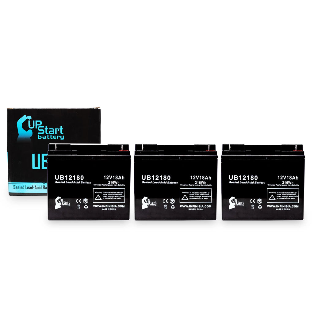 18000mAh, BATTERY 3x - (12V, Replacement SLA) 18Ah, OF GP12170B1 Compatible CSB Battery Sealed AMERICA - Pack UB12180 Acid AGM, Terminal, Universal Lead T4 Battery