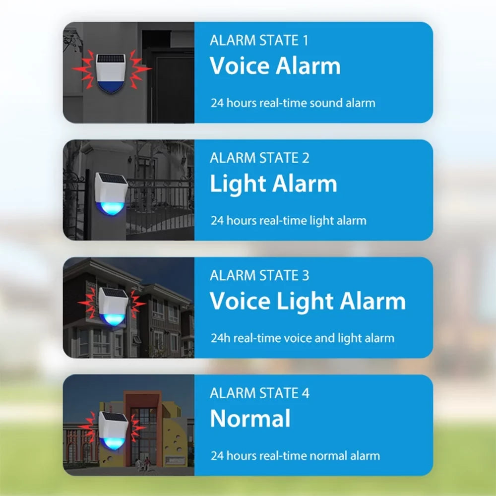 Alarm Linkage Intelligent Alarm Light Alarm Wifi Control Smart IPX5 Real-time Device Sound BT 5.0 Solar Powered Waterproof APP Home