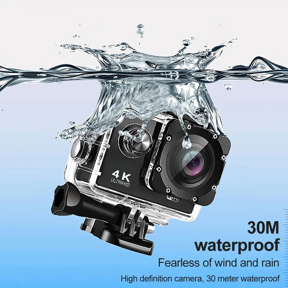 Action 4K Camera Screen Waterproof Video WiFi Camcorders Helmet Underwater Recorder Sports Cam Camera 170D 2.0-inch Recording DV