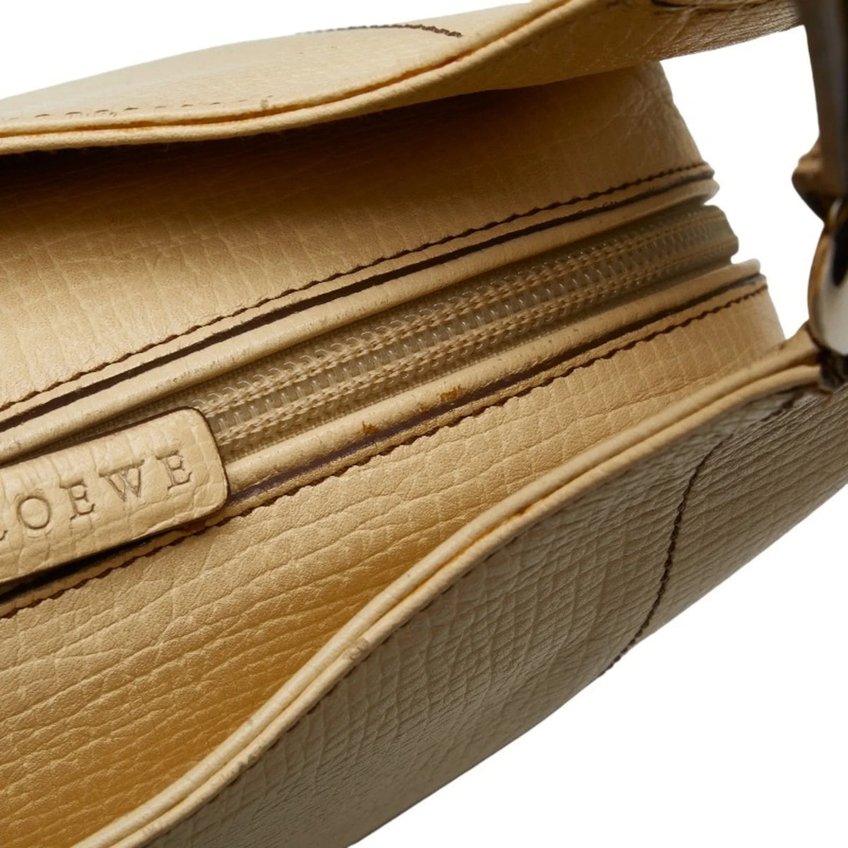 LOEWE Cream Ladies White Leather (Fair) Handbag Yellow Pre-Owned