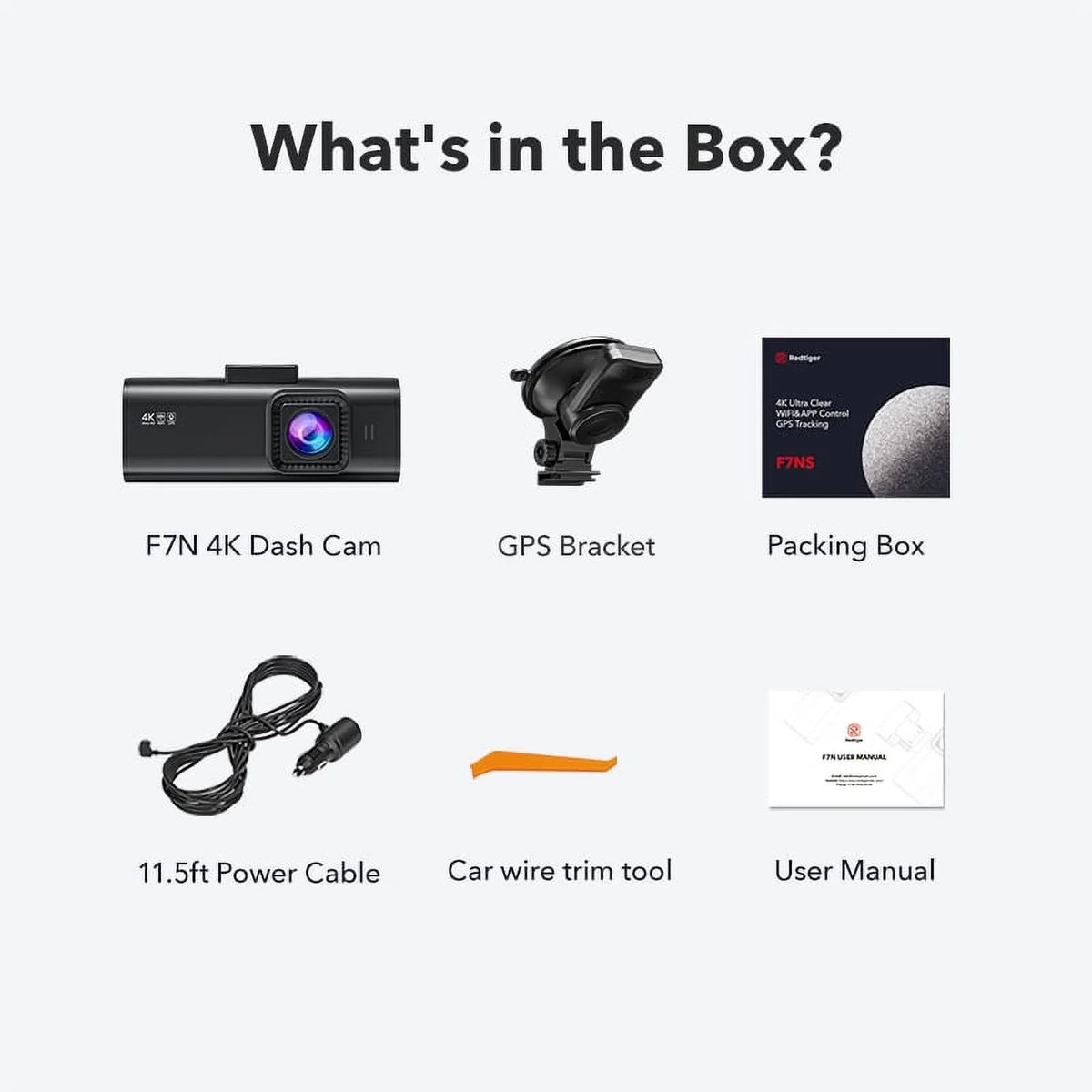 Wi-Fi LCD & Black Parking Cam, GPS, Dash Car 2160P Monitor, Camera, Screen, 24H REDTIGER 4K with Camera UHD Dash 4K 3.18"