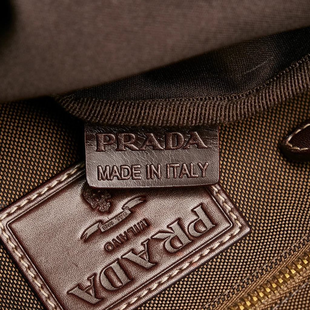 (Good) Unisex Brown Canvas Authenticated Logo Fabric Crossbody Crossbody Prada Pre-Owned Bag Canapa