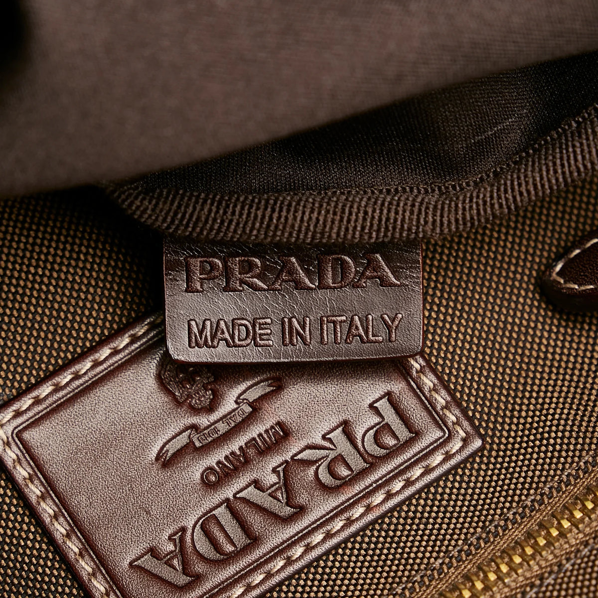 (Good) Unisex Brown Canvas Authenticated Logo Fabric Crossbody Crossbody Prada Pre-Owned Bag Canapa