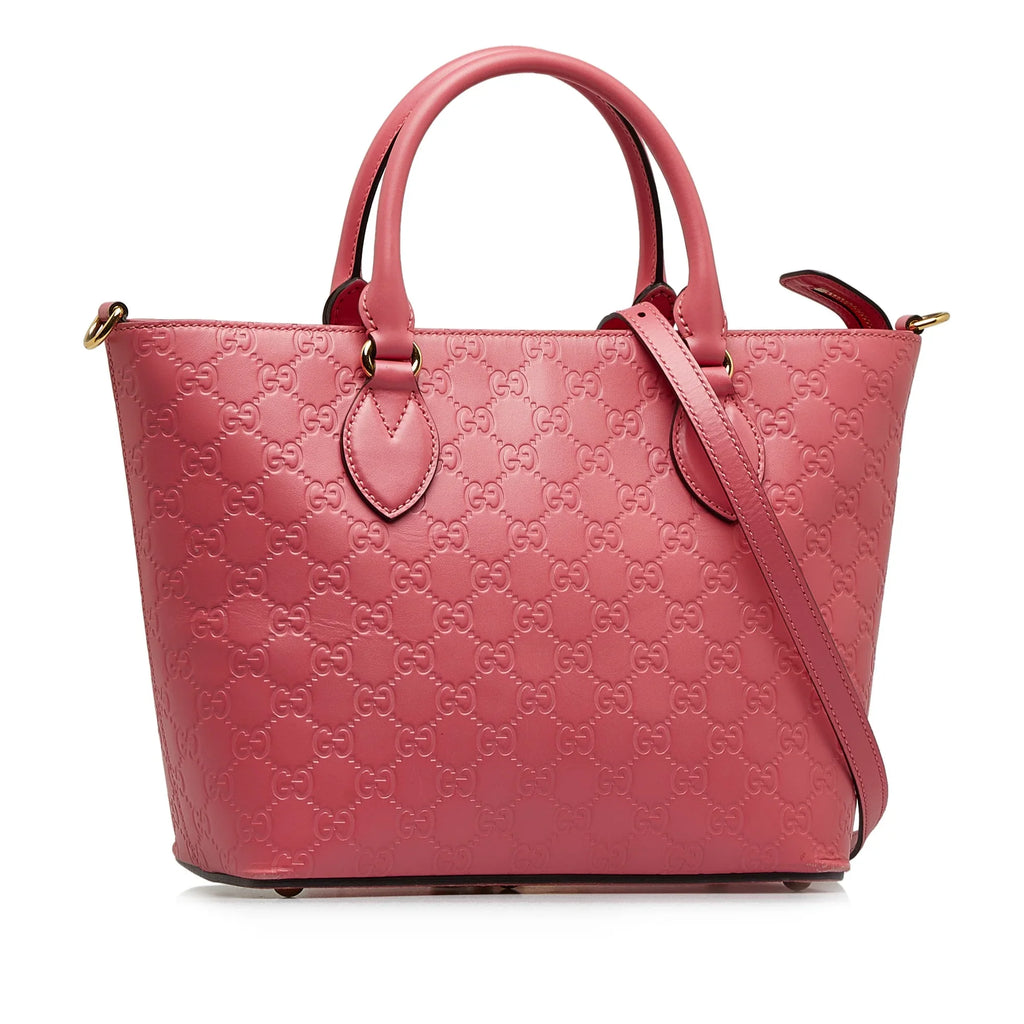 Calf Leather Authenticated Guccissima Pre-Owned (New Pink Defects) Unisex Satchel with