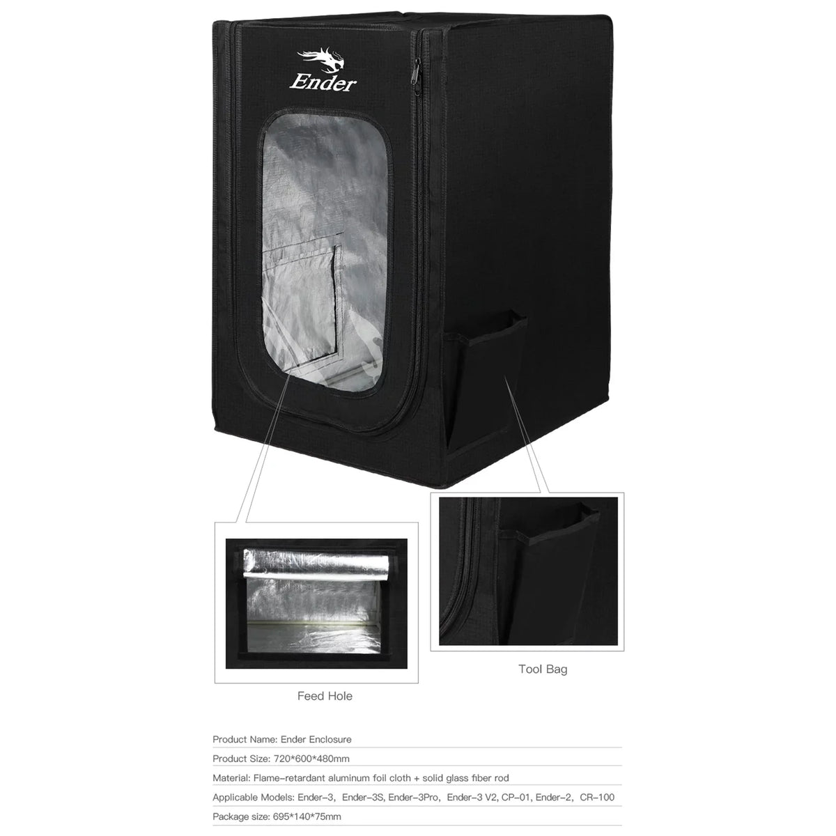 Heating V2/ Printer Box Constant Ender-3pro/Ender-3 Detachable 3D CP-01/ Waterproof for Size Ender-2/CR-100 Tent Covers Enclosure Ender-3/Ender-3S Temperature Heating Fireproof for Printer