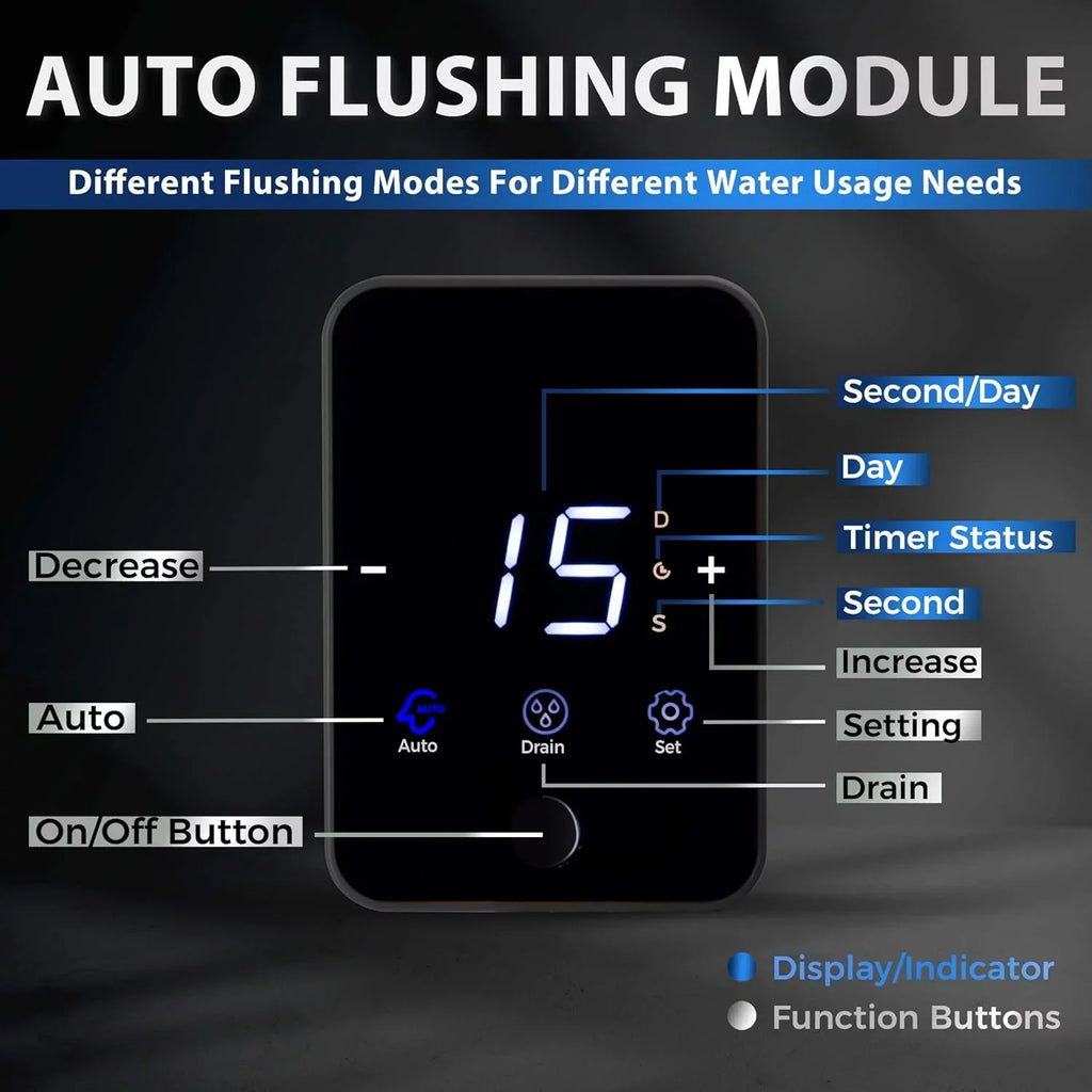 Auto Spin-Down Housing, iSpring and 4 House Touch-Screen Filter Microns 100 Upgraded Water Bypass, Flushing, Flushable Modes, WSP100ARJ-BP Size, Prefilter, Whole Clear Reusable, with Jumbo Sediment