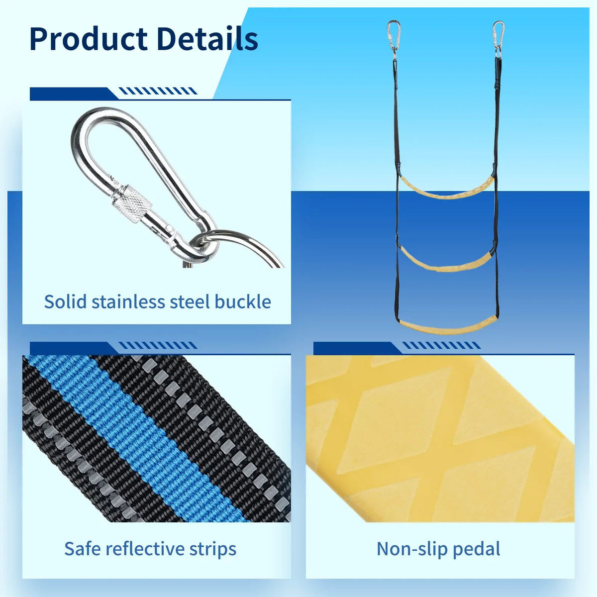 Ladder, Motorboat Boarding Rope Rope Ladder for Boat 3-Step Kayak, Canoeing, Marine Climbing Boat, Ladder, Sailboat, Inflatable Folding Portable