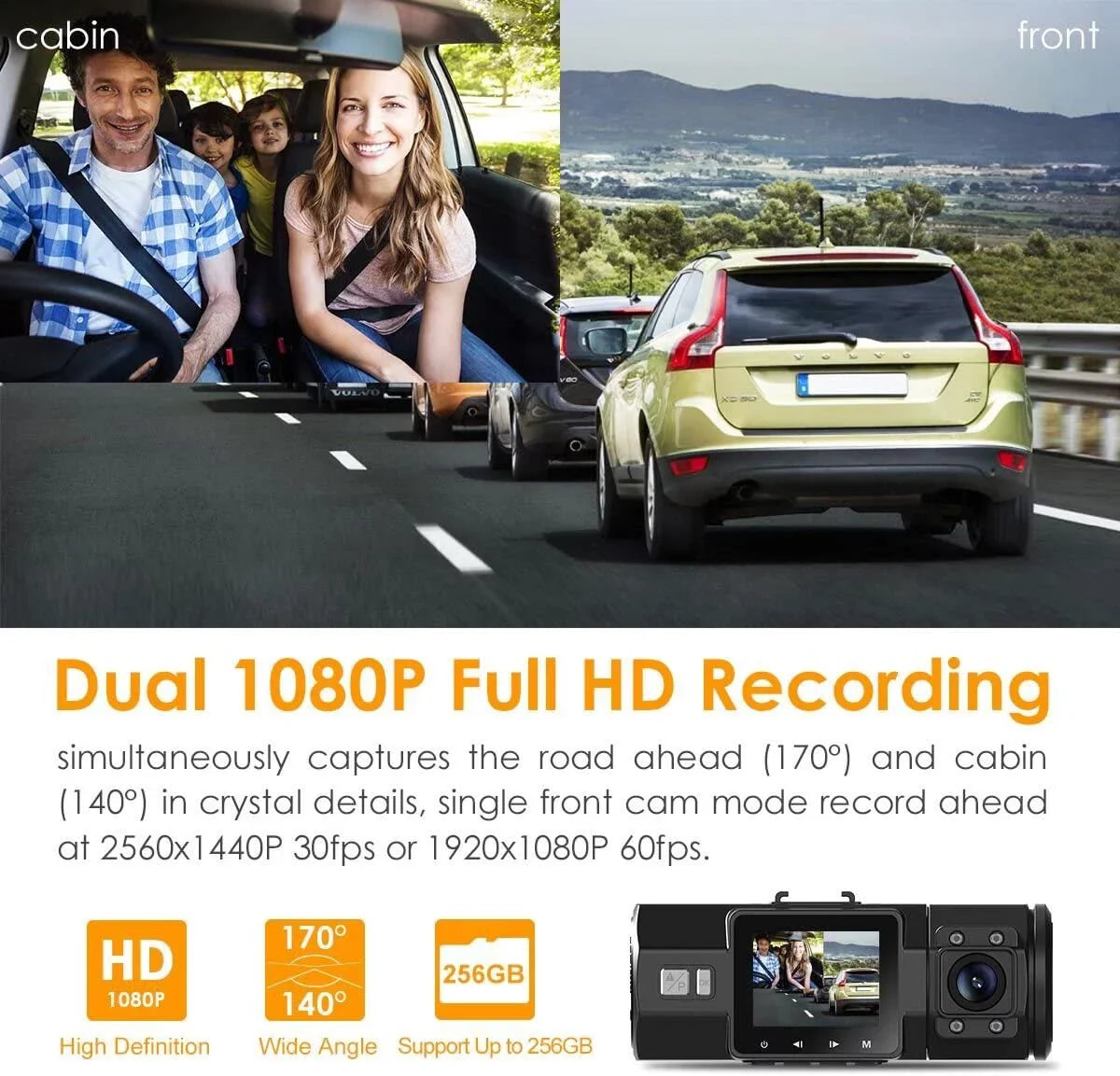 Night 1440P, Vantrue Front Pro and 1080P N2 Dual Parking G-Sensor, Single Dash 24hrs Loop Dash Vision, Uber Camera with Car Recording Camera Front Mode, Interior Cam,