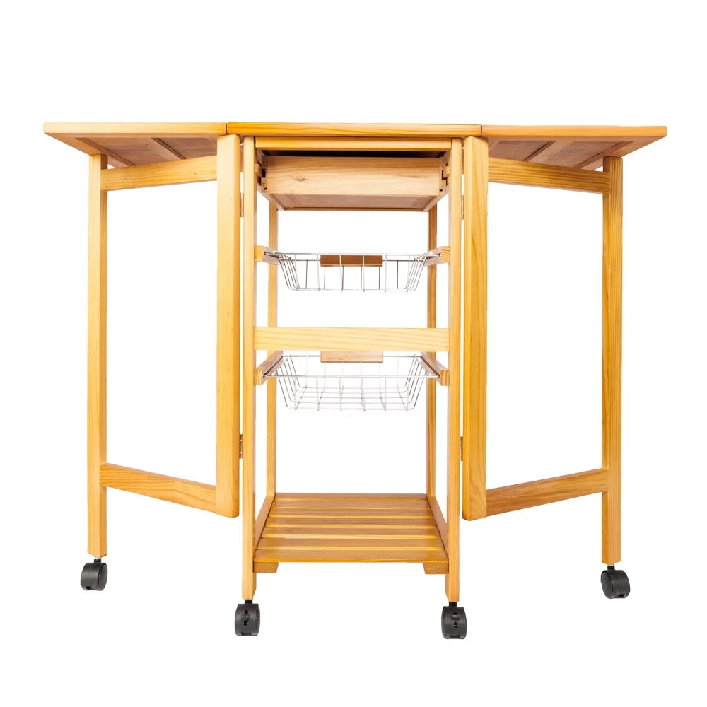 Island Zimtown Protable Rolling Drawers Basket,Folding with Trolley Cart Storage Leaf Kitchen Drop