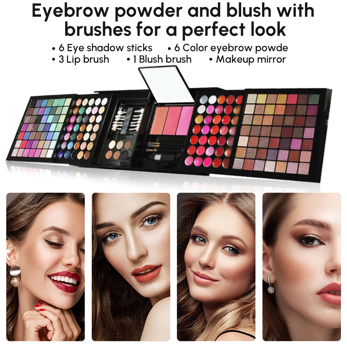 Gift Cosprof Palette Eyebrow Facial Pencil Set All-in-One Face Eyeliner with Powder Make Powder Mirror, up Cosmetic Concealer Colors Set, Makeup 177 Blusher Eyeshadow Combination