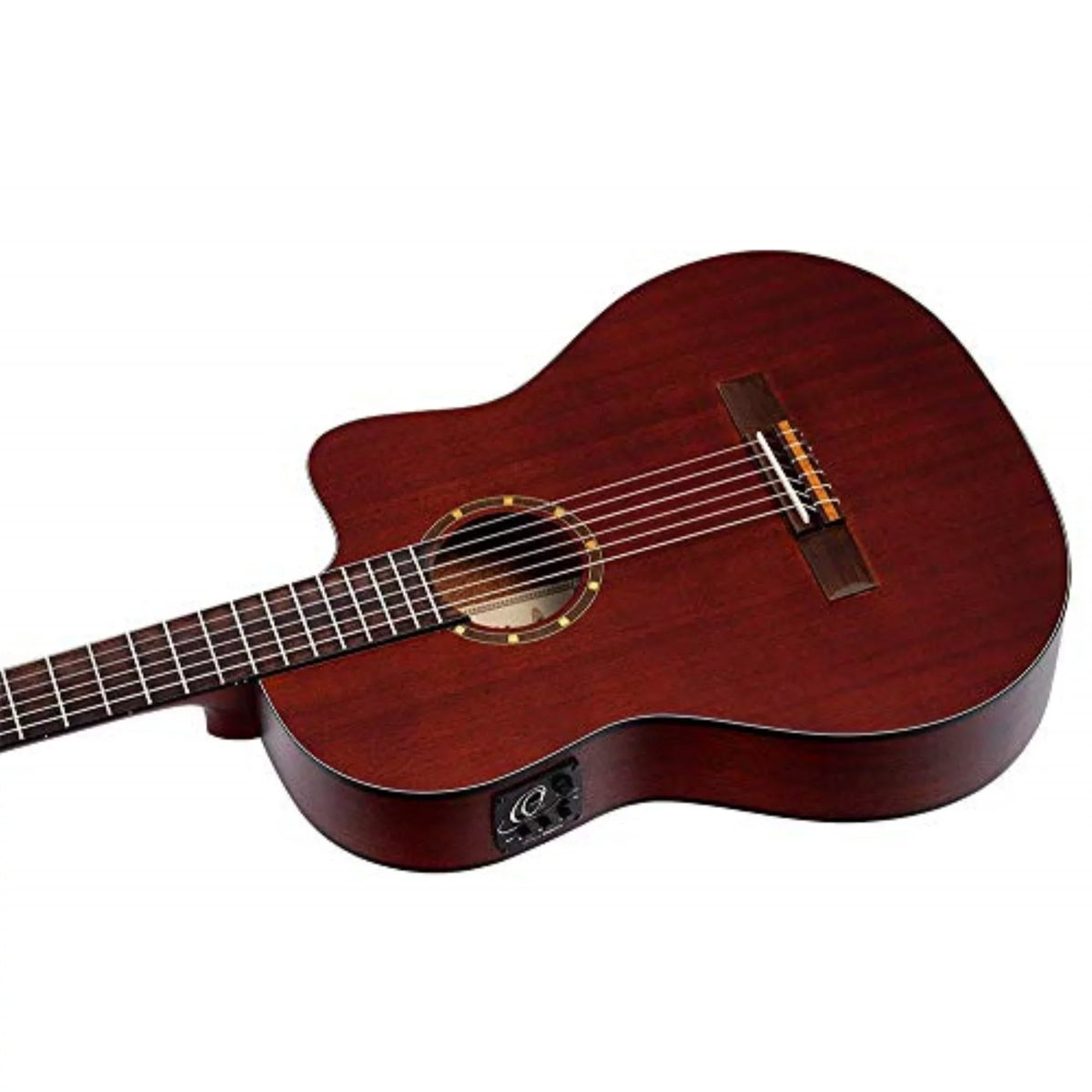 Mahogany Nylon Ortega Family Thinline Acoustic-Electric Guitar RCE125MMSN Series