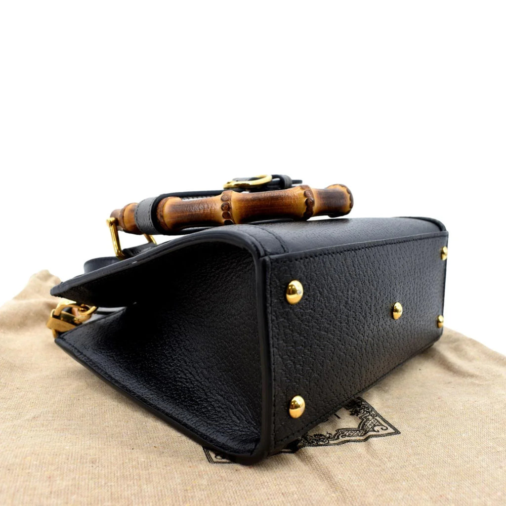 Bag Leather Black Bamboo Diana 702732 Tote Pre-owned Mini