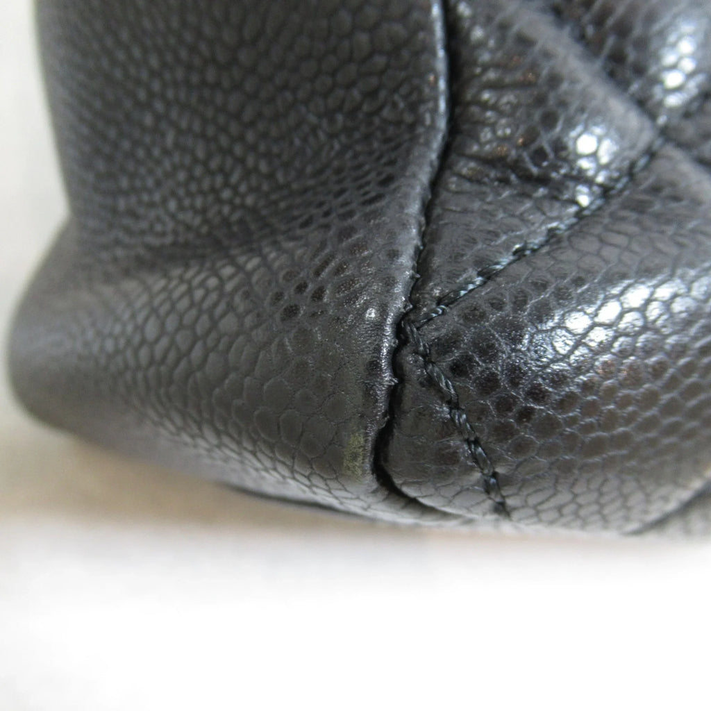 Matelasse Calf) (Grained ChainShoulder Black Pre-Owned Caviar Bag Skin (Fair)