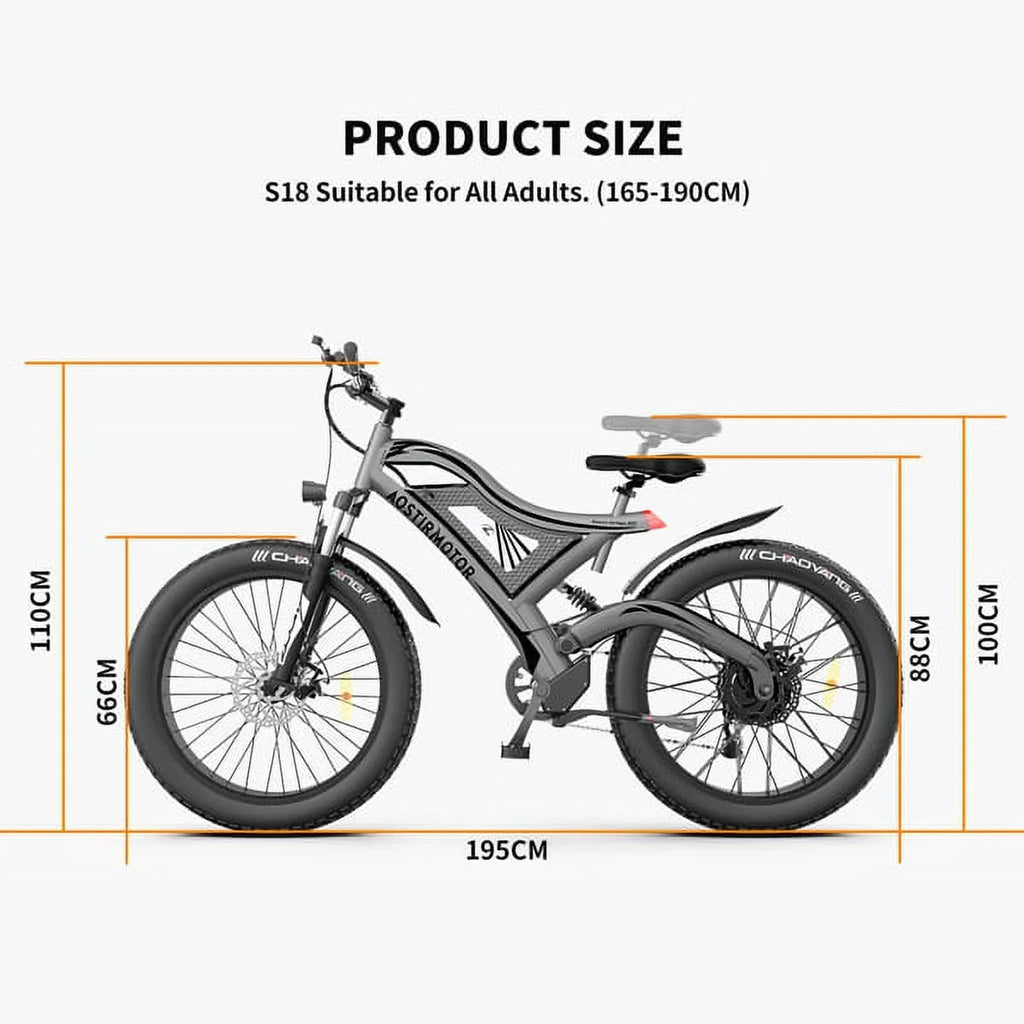 Bicycle Tire Mountain AOSTIRMOTOR Fat In. Electric Hot Electric 26 Bike Adults