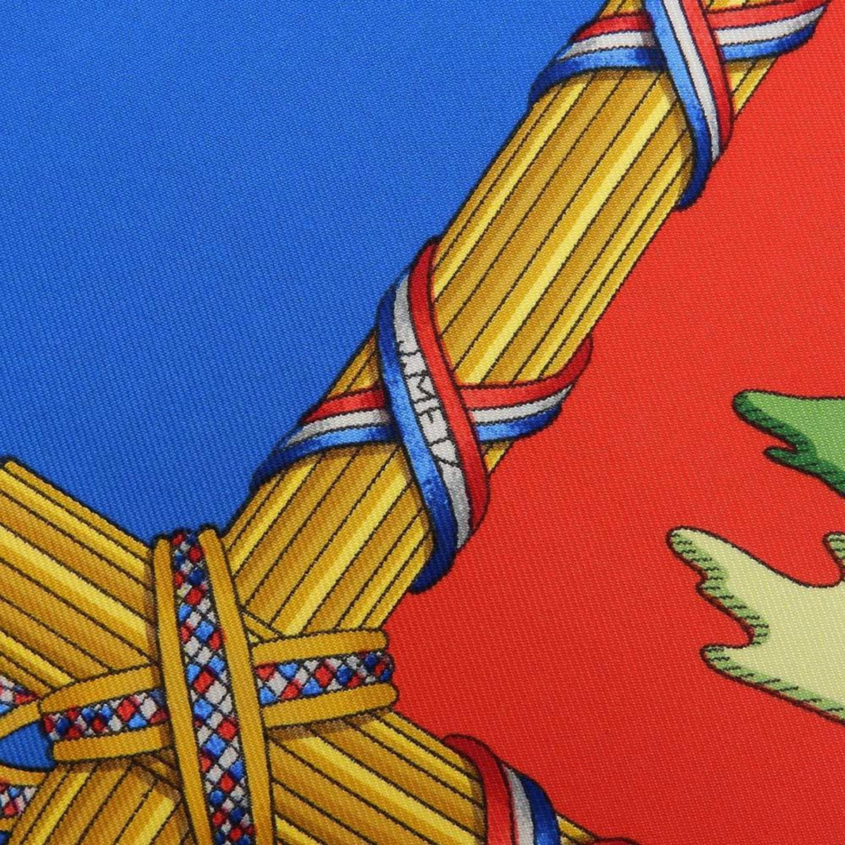 90 Commemorating the Revolution Hermes Blue Pre-Owned Red New) Scarf Pattern Carre (Like French Silk