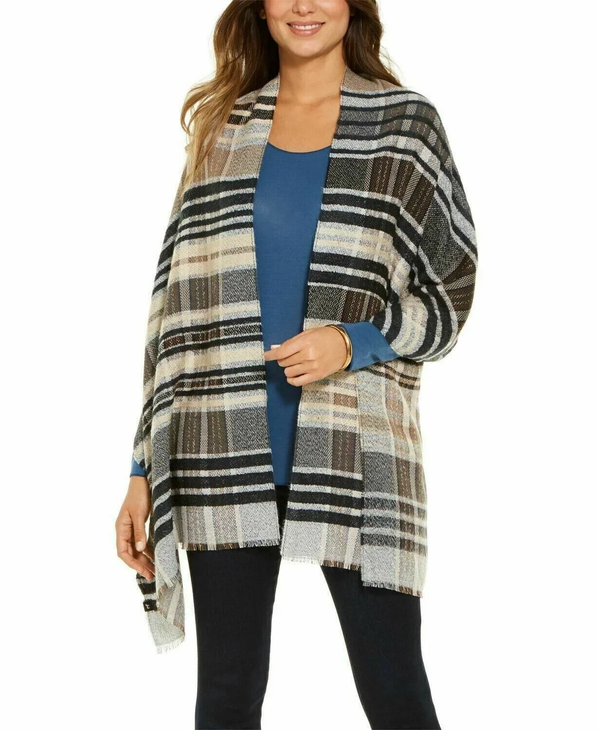 Textured Echo Scarf Plaid Oblong