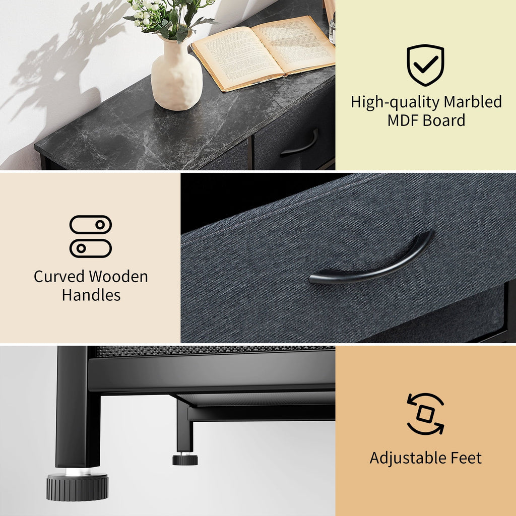 Top, Easy-to-Pull Organizer Closet, Steel 9-Drawer Grey) Living Furniture Tower Dresser, Sturdy Storage Fabric Hallway, Bedroom, Frame, for Room, Bins(Black Bigroof Fabric Cabinet, Wooden