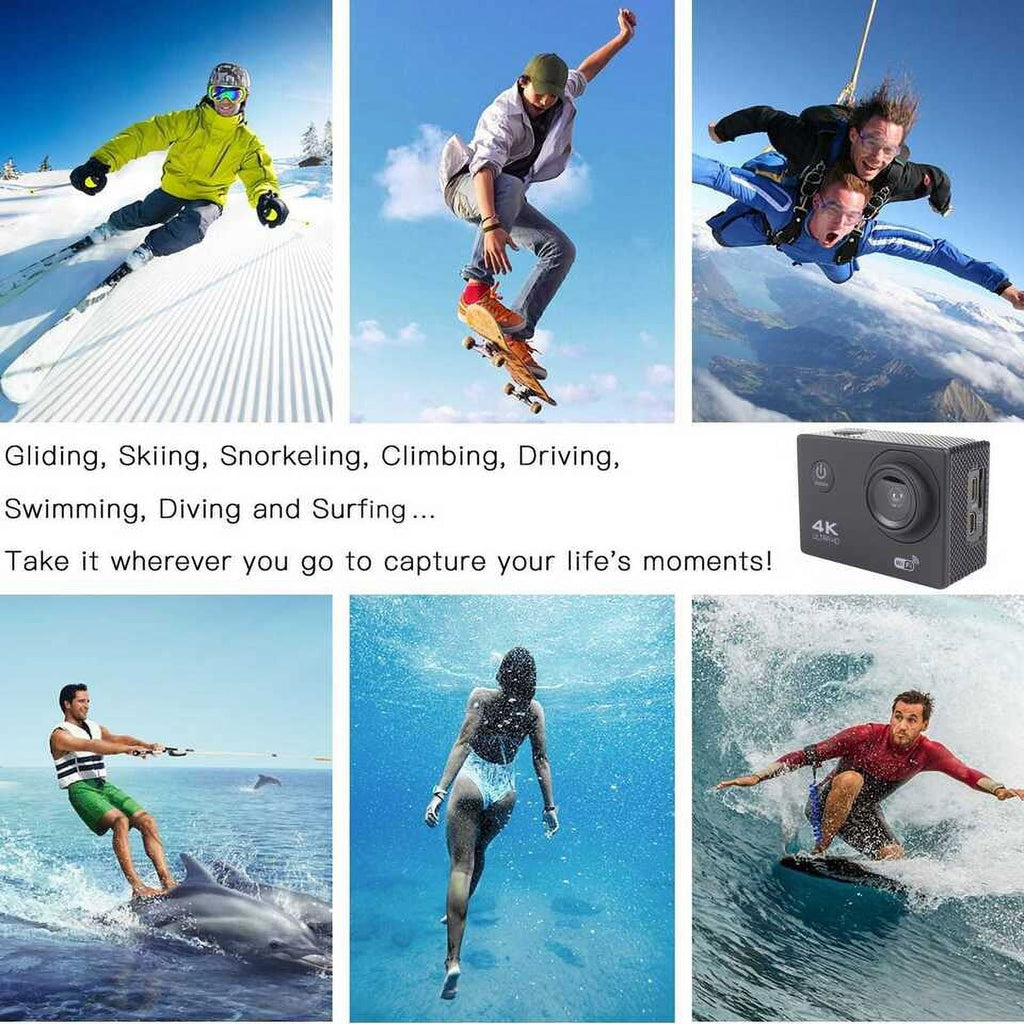 Waterproof, Card, Camera Under 1080P Included HD Action TF Case Camera Carry Battery, Sports 30M