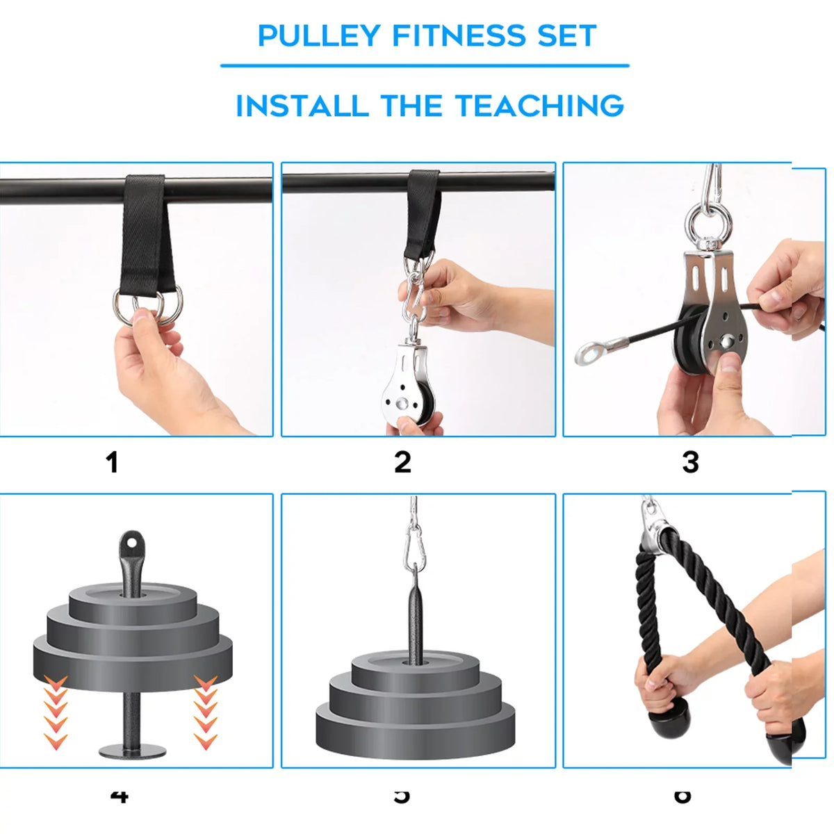 Arm Lifting Cable DIY Attachment ametoys Biceps Loading Triceps Pin System Fitness Machine Pulley Strength Hand Equipment Training Blaster