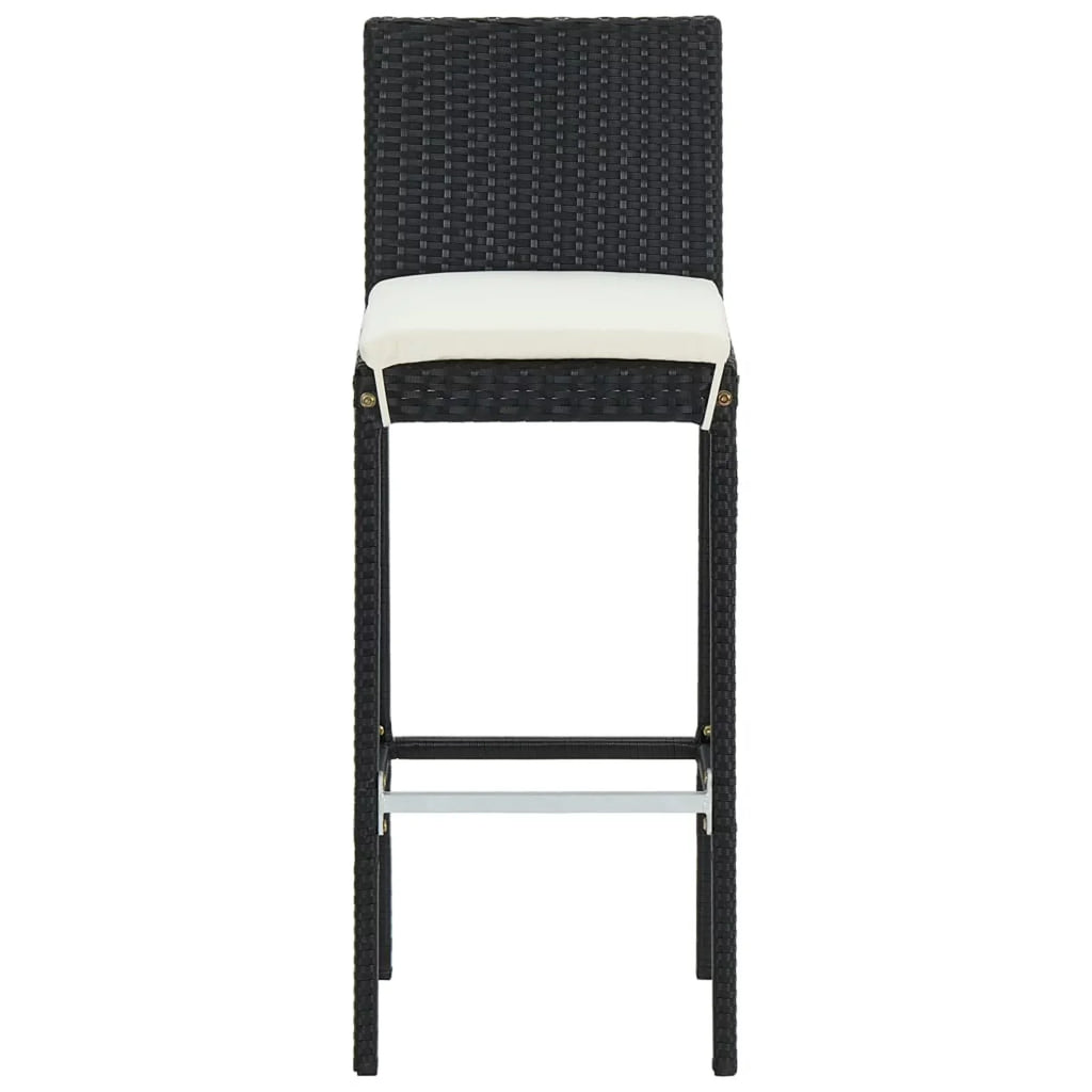 Backyard, Bar Patio and Patio, Table with Bar Footrest Set Chair Piece Furniture Anself and Garden, Black 3 Bar Rattan Balcony, Backrest 2 for Cushioned Poly Outdoor Stool