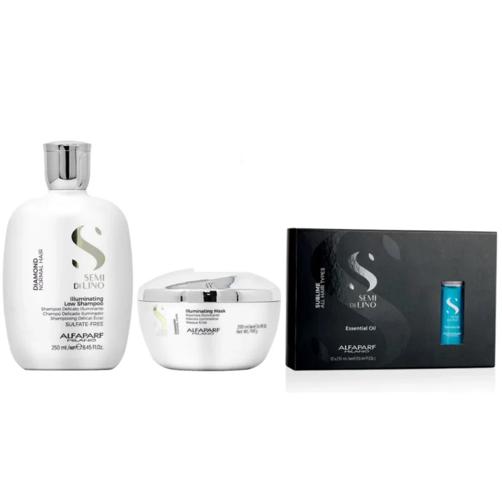 Mask Alfaparf 12x13ml 8.45oz Essential + Processing + 6.98oz w Low Shampoo Caps Illustrating Diamond Oil Sublime
