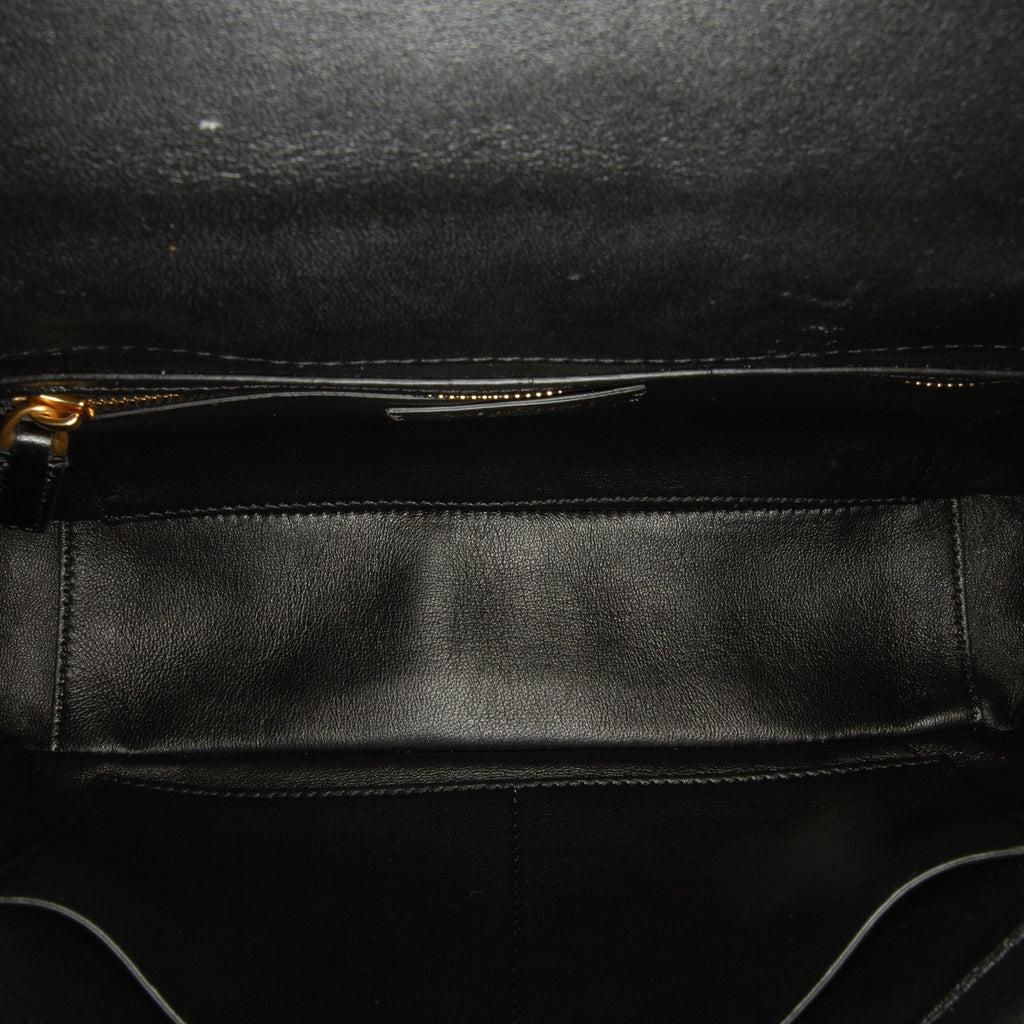 Pre-Owned Roman Stud (Good) Valentino Authenticated Leather Medium Unisex Satchel Black Calf