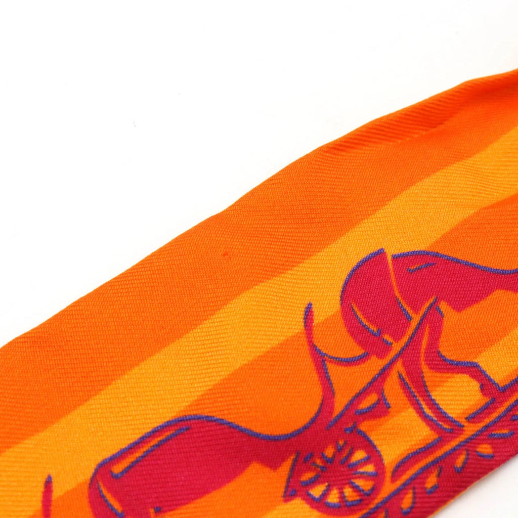 Anniversary Silk Orange 5-4-1 24 HERMES Muffler (Good) 10th Twilly Pre-Owned Hermes Faubourg Ginza Scarf 100%