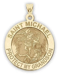 Religious - Pendants Saint Grandson Necklace - Medal My Picturesongold.Com Michael Gold in 3/4 Protect 14K Yellow