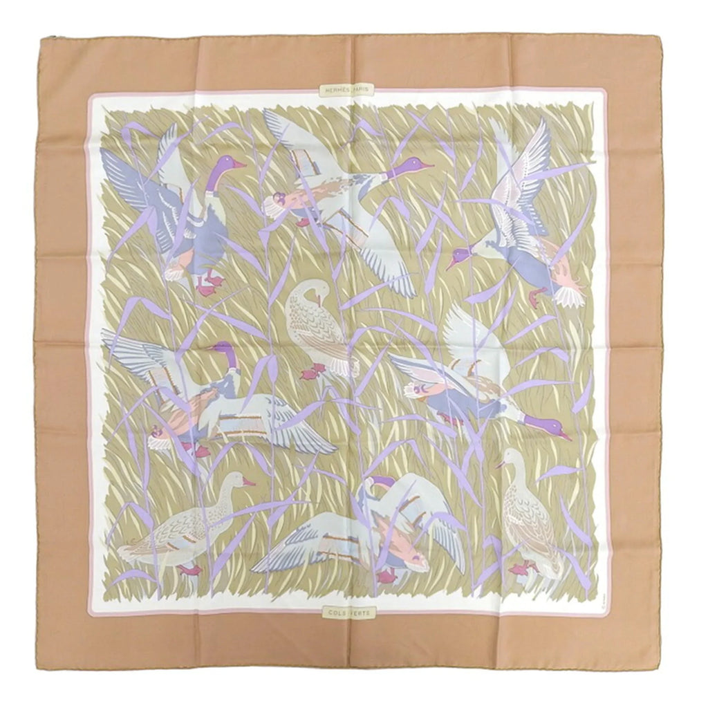 VERTS Silk Kare90 (Good) Scarf HERMES Mallard Pre-Owned Muffler Hermes COLS Orange
